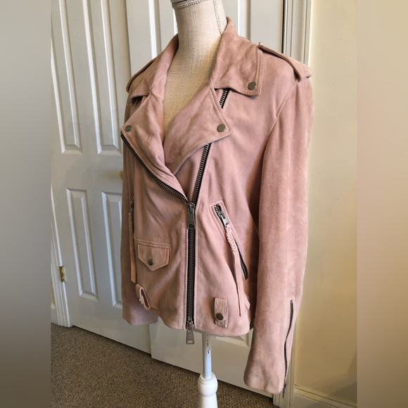 All Saints Leather Suede Dusty Rose Pink color Biker Jacket size M - Picture 2 of 15
